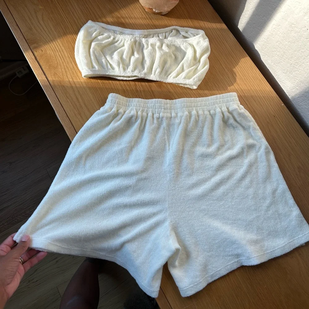 all the babies White Terry Cloth Bandeau and Shorts Set - Picture 2 of 4